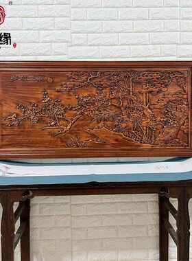 东阳木雕实木牌匾中o式客厅背景墙装饰雕刻画香樟木壁画木雕工艺