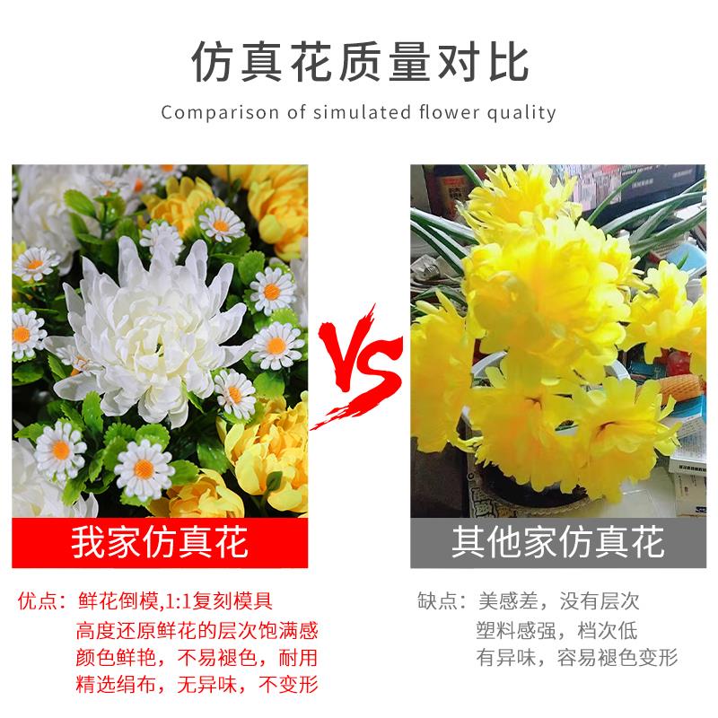 清明节小花圈菊花清明假花摆放花束用品陵园扫墓祭祀真塑料花花盘 - 图2