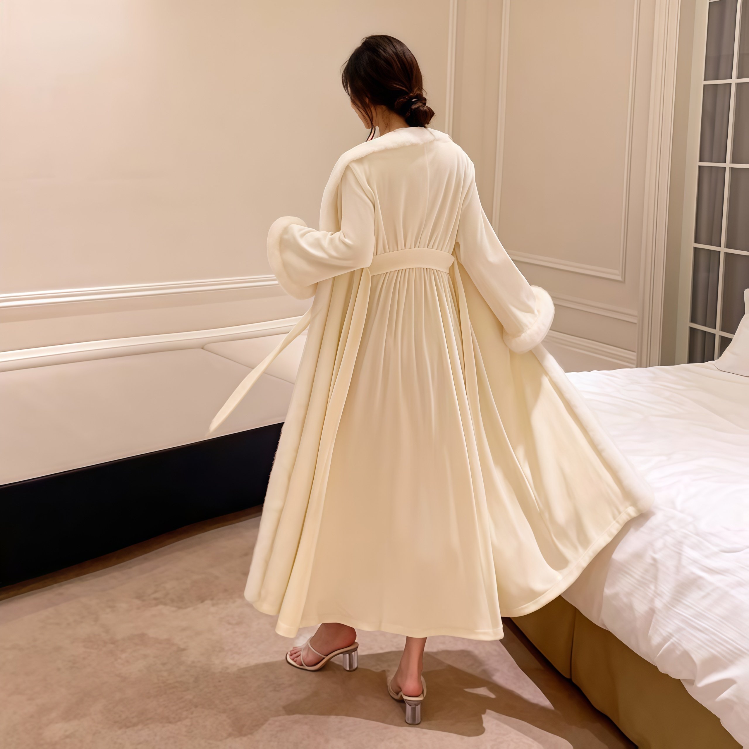 法式奢华兔毛双面绒显瘦冬季高级感气质海岛绒女睡裙睡袍礼盒装,淘宝优惠券,粉丝福利购,淘宝优惠卷