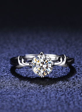 925纯银镀PT950 铂金莫桑石戒指鹿角一路有你ins钻戒子送女友礼物