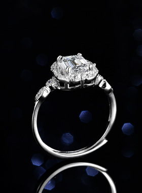 天然蓝托帕石莫桑石戒指925纯银镀PT950 铂金1克拉祖玛绿切工女戒