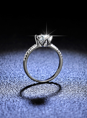 925纯银戒指莫桑石枫叶六爪女指环时尚经典皇冠饰品送女友礼品