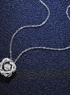 s925纯银吊坠莫桑石灵动项链女六芒星跳动的心镀PT950 铂金锁骨链