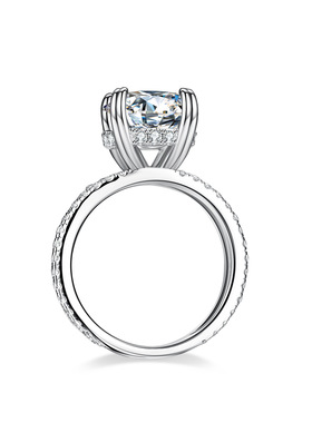 异形莫桑石戒指女S925纯银镀PT950 铂金8克拉蛋形鸽子蛋薄荷绿色