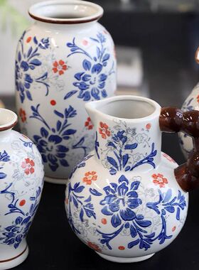 孤品捡漏花瓶新中式陶瓷花瓶客厅餐桌电视柜摆件玄关花器多造型水