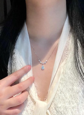 耳边风S925纯银滴水吊坠项链女30