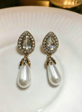 西太后Vintage中古风白色捷克钻