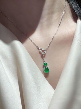 耳边风设计S925纯银绿玉髓葫芦女