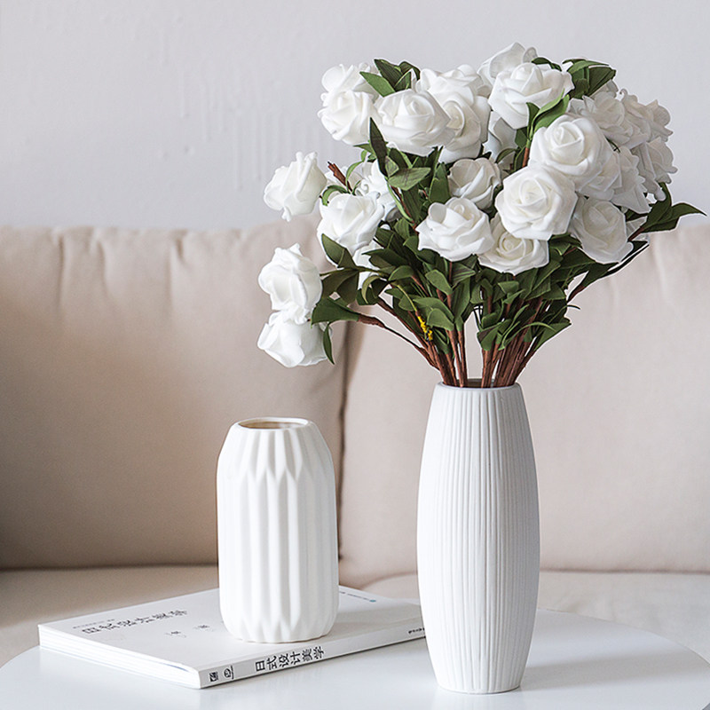 陶瓷花瓶小清新水培玻璃透明插花简约白现代北欧客厅家居装饰摆件,淘宝优惠券,粉丝福利购,淘宝优惠卷