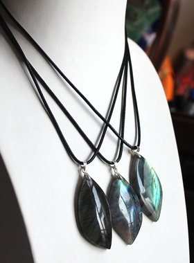 Natural Irregular Labradorite crystal pendant Necklace Moon