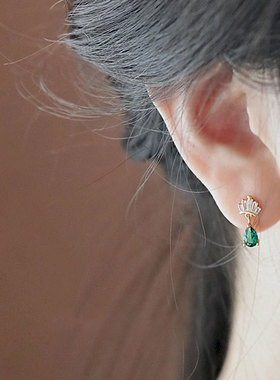 2021 s925 sterling silver emerald green water drop zircon
