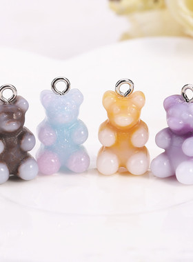 5pcs 16mm*10mm Bear Charms Resin Cabochons Glitter Gummy C