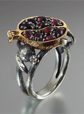 Romad Vintage Round Red Pomegranate Garnet Earrings