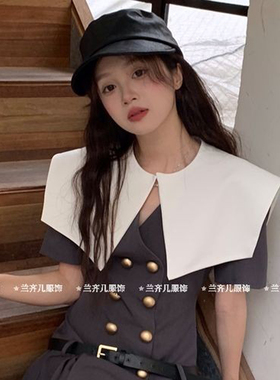 春夏配小裙假领子护颈防晒小方领简约纯色装饰衣领时尚外搭娃娃领
