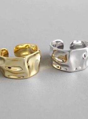 Fashion Irregular Concave Convex Gold Silver Color Ring