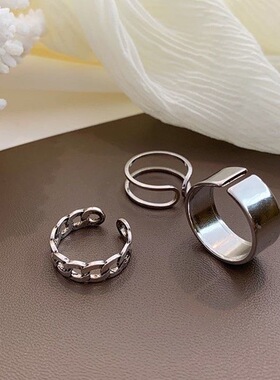 2024 Rings for Men Women 3pcs Set Adjustable Stainless Steel