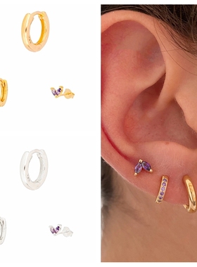 2023 3pcs/set Pendientes Brincos Green Zircon Stud Earring