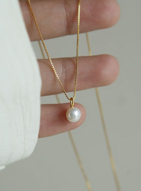 New 925 Sterling Silver Pearl Necklace Simple Style Round