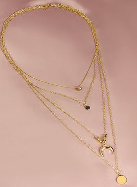 2023 Gold color Choker Necklace for women Multilayer Long