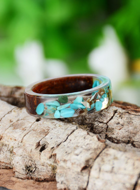 Wood Resin Ring Transparent Epoxy Resin Ring Fashion