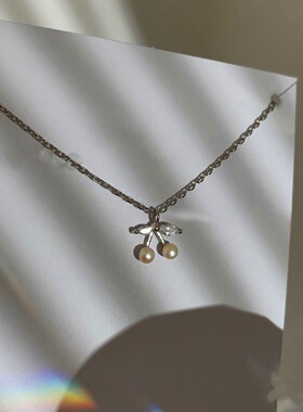 Imitation Pearl necklace female Cherry Clavicle Chain