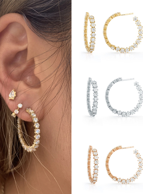 CRMYA  Gold Silver Filled Hoop Earrings for Women Big CZ