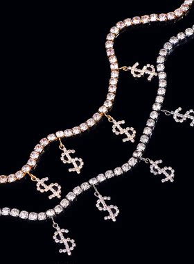 Bling Rhinestone Dollar Sign Pendant Choker Necklace for