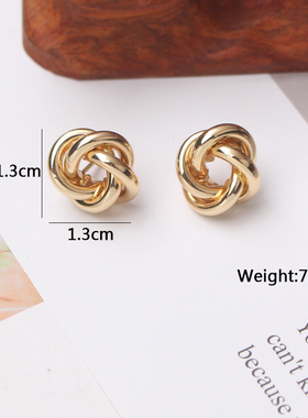 Tiny Metal Stud Earrings for Women Gold Color Twist Round