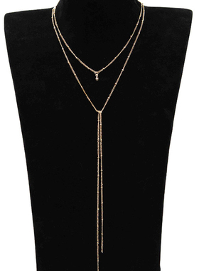 2023 Simple Gold Silver Color Chain Choker Necklace Long