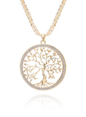2023 Double Tree Of Life Crystal Long Necklace For Women
