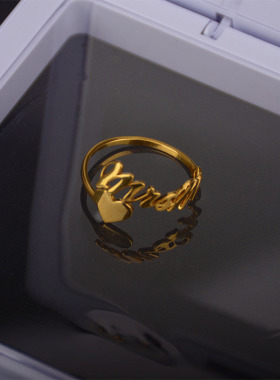 Name Ring DIY English Letter Titanium Steel Ring Cross-borde