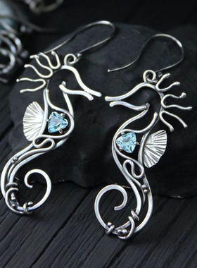 Retro Ethnic Silver Color Spiral Half Circle Heart Earring