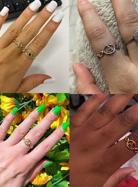 Hollow Initial Letter Rings For Women Stainless Steel Ring