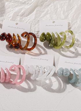 New Korea Colorful Acrylic Vintage Geometric C-Shaped Resin