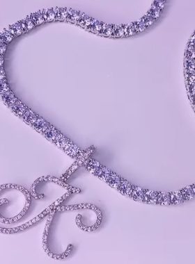 New Cursive Letters Cubic Zirconia Chain Intial Name