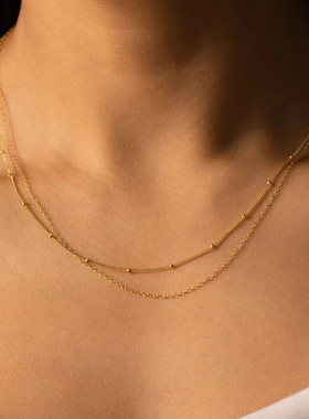 316L Stainless Steel Chain Necklace Women Girls,Stacked