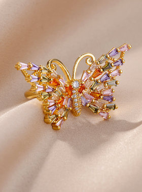 2023New Butterfly Stainless Steel Gold Color Rings for Women