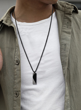 2023 Mens Stylish Geometric Rectangle Pendant Necklace,Stain