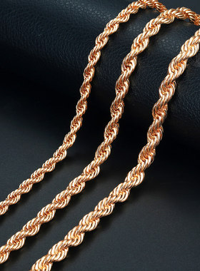 585 Rose Gold Color Women Men's Necklace Foxtail Curb
