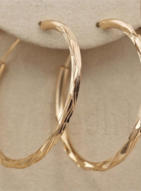 Clasic Gold Color Big Hoop Earrings for Women Exquisite