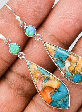 Retro Design Women Earrings Inlaid Colorful Glass Stone