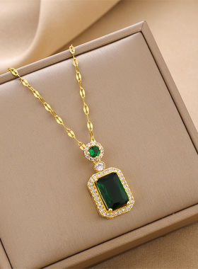 316L Stainless Steel Luxury Cz Square Adjust Necklace For