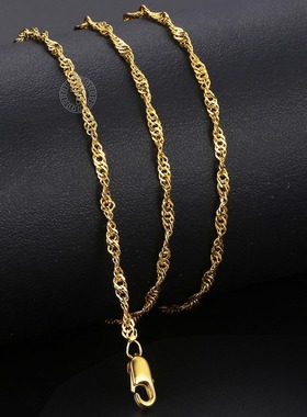 Gold Color Chain For Men Women Wheat Figaro Rope Cuban Link