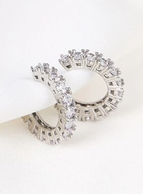 2Pcs Full Rhinestone Zircon Ear Cuff Ear Clip for Women No