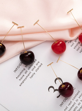 Luxury Designer Simulation Red Cherry Earrings for Women