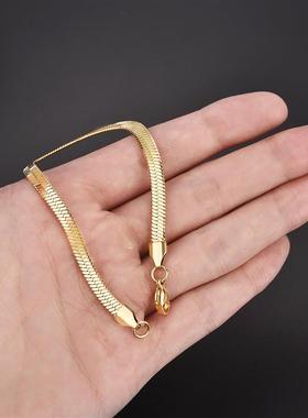 3/4/5mm Gold Plated Stainless Steel Flat Bracelet