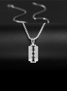 Kpop Safety Blade Razor Pendant Necklace for Women Long
