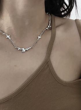 Molten Liquid Metal Four Star Rhinestone Stainless Steel Cha