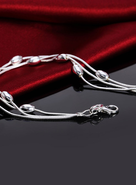 925 sterling silver elegant Snake chain beads Bracelets for
