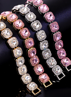 Luxury Full Rhinestone Big Tennis Chain Bracelets For Women